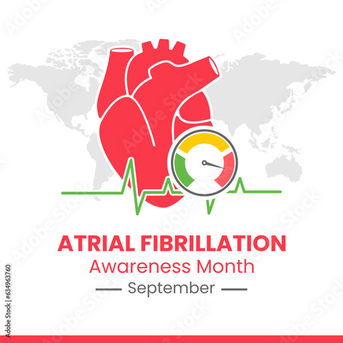 Vector illustration of National Atrial Fibrillation Awareness Month suitable for AFIB poster, card, social media post