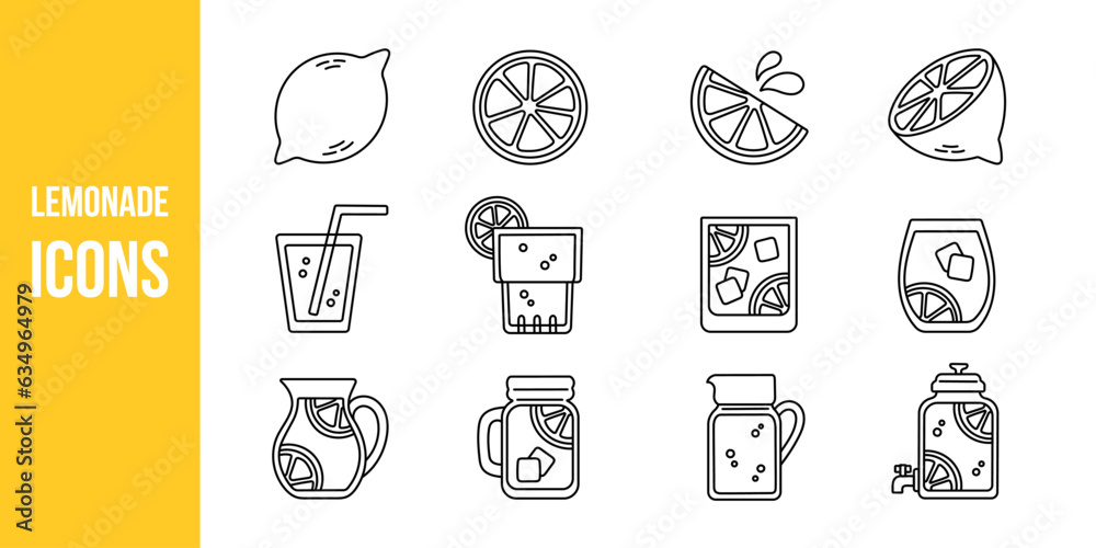 Lemon lime icons set. Outline set of lemon lime vector icons for web design isolated on white background Lemon lime icons set. Outline set of lemon lime vector icons for web design isolated on white background
