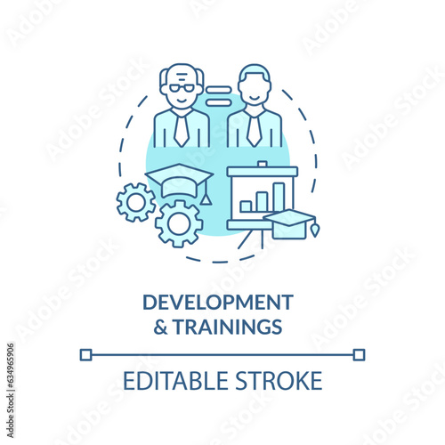 2D editable development and trainings thin line icon concept, isolated vector, blue illustration representing unretirement.