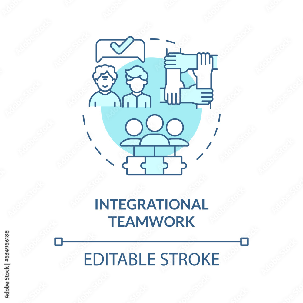 2D editable integrational teamwork thin line icon concept, isolated vector, blue illustration representing unretirement.