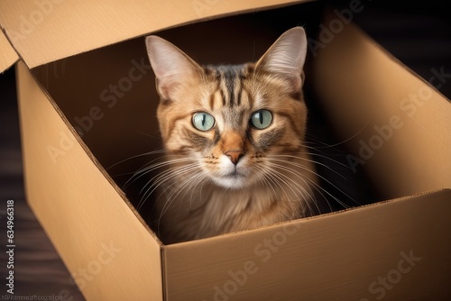 cute cat in box