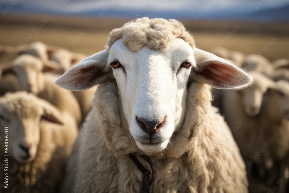 close up sheep in a field