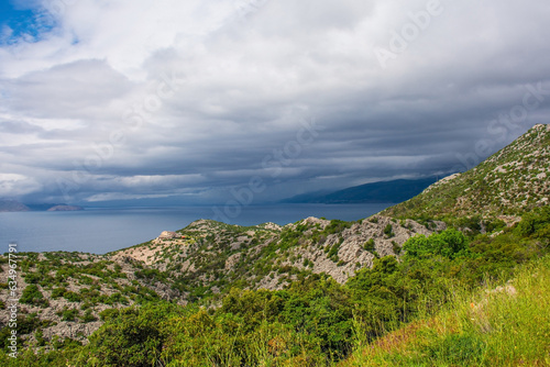 The Adriatic coast of Croatia in the village of Sveti Juraj in Lika-Senj county. Late spring