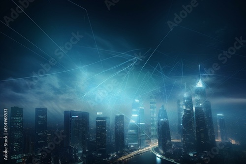 Global web for futuristic city collaboration. Generative AI © Zeno