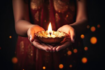 Diwali is an Indian holiday, the festival of fire. Lotus flowers and diyas oil lamps. With Generative AI technology