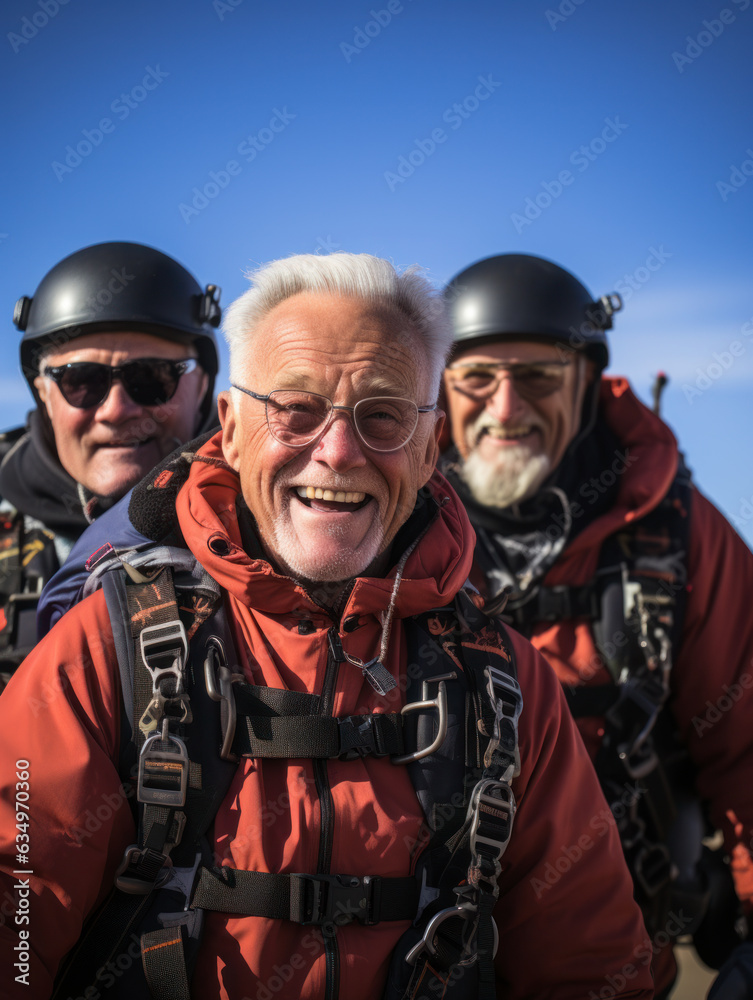 an old man skydiving
