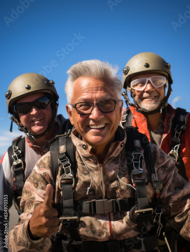 an old man skydiving

