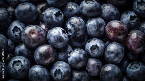 Heap of fresh, ripe blueberries with waterdrops