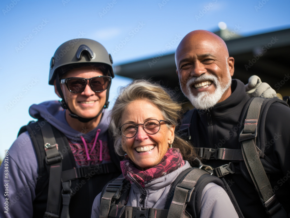 Fototapeta premium senior people skydiving