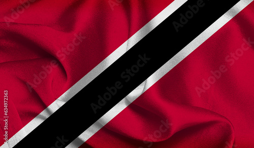 3D realistic flag of Trinidad and Tobago photo