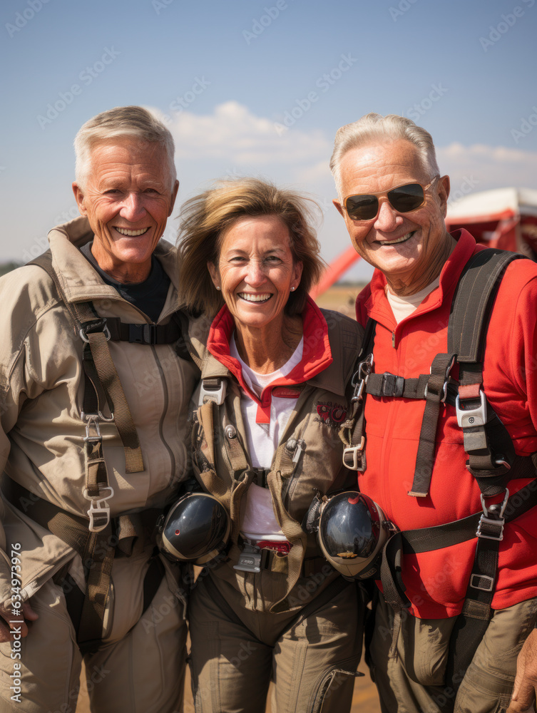 Fototapeta premium senior people skydiving
