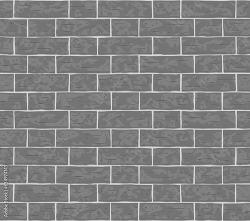 Brick dark grey wall seamless pattern background. Gray, black brick wall vector texture pattern illustration. Horizontal seamless black brick texture background.