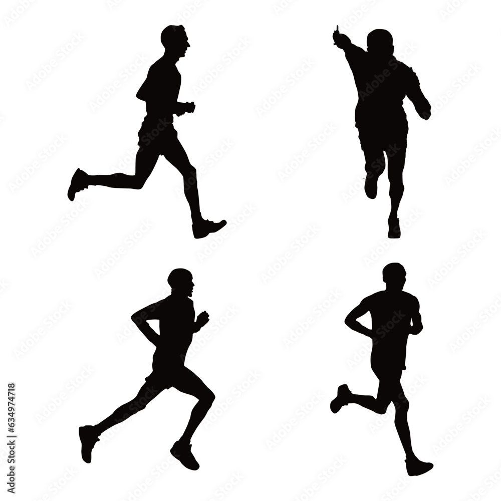 Running Man Silhouette Vector Set