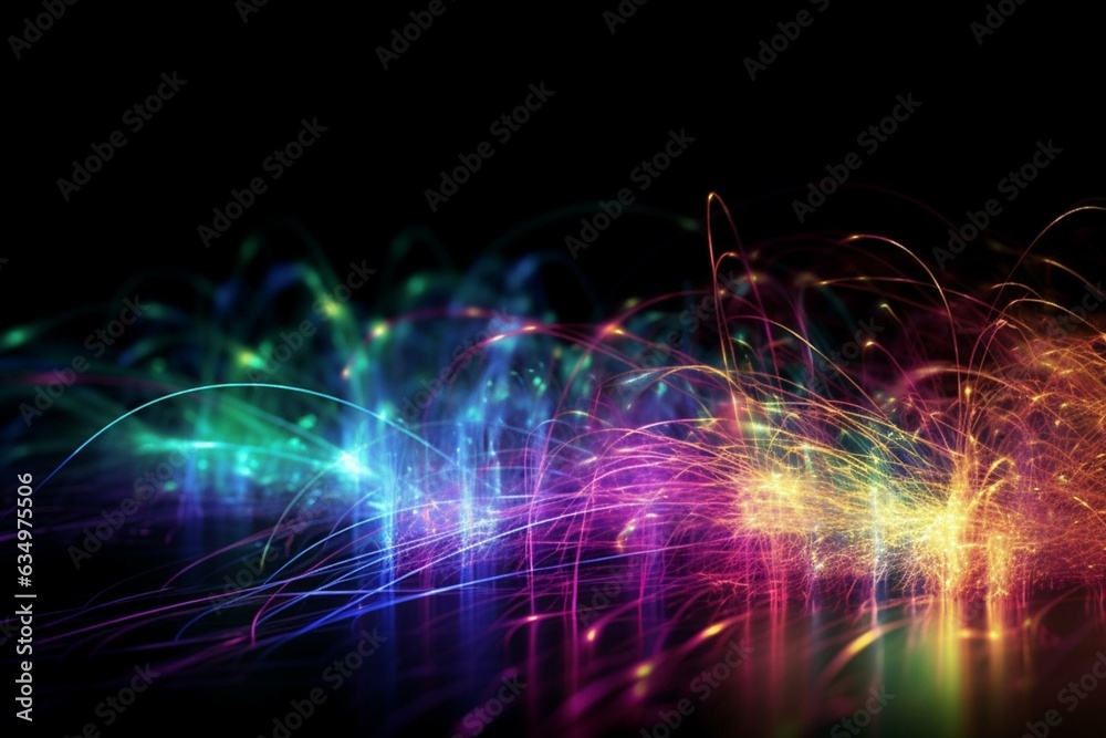 Background made of light-carrying optical fibers. Generative AI