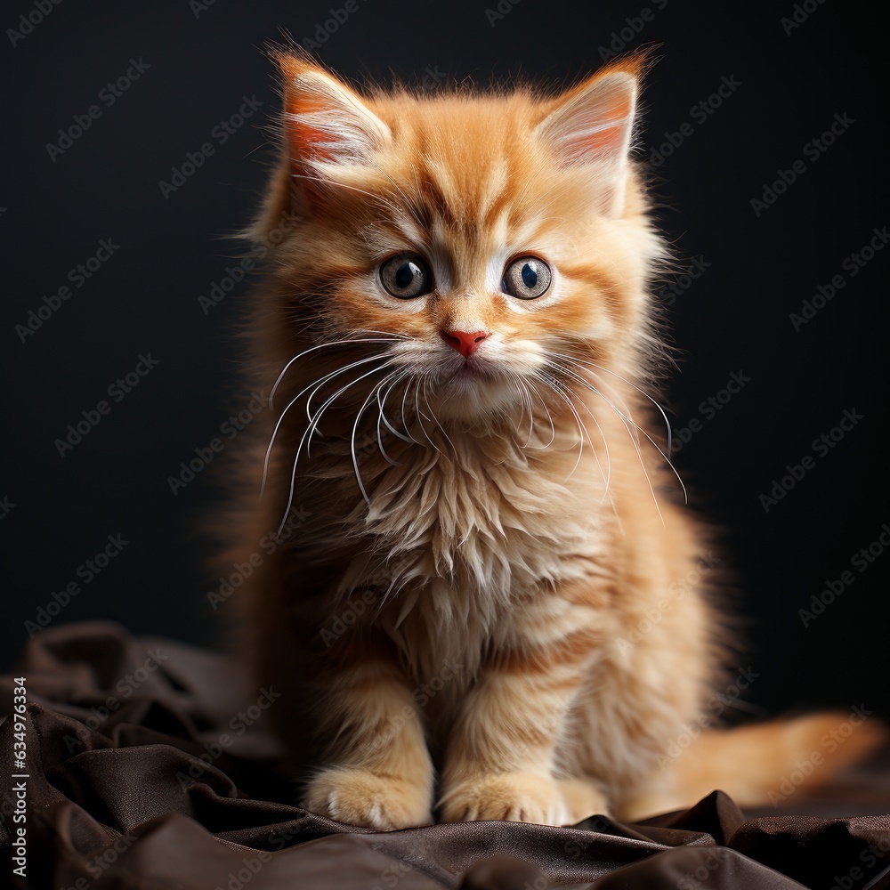 beautiful baby kitten looking curiously at the camera