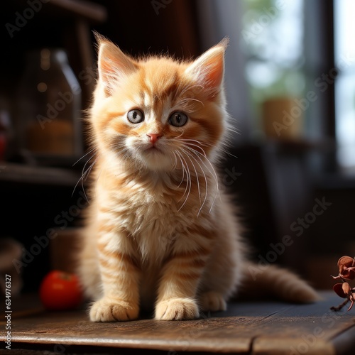 beautiful baby kitten looking curiously at the camera