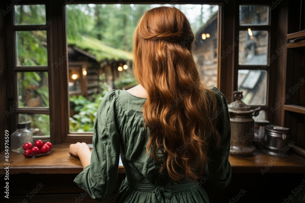 melancholy and depressed young woman looking out of a window on a rainy autumn day melancholy and depressed young woman looking out of a window on a rainy autumn day
