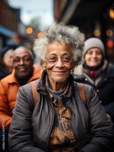 Multiracial elderly people on the street