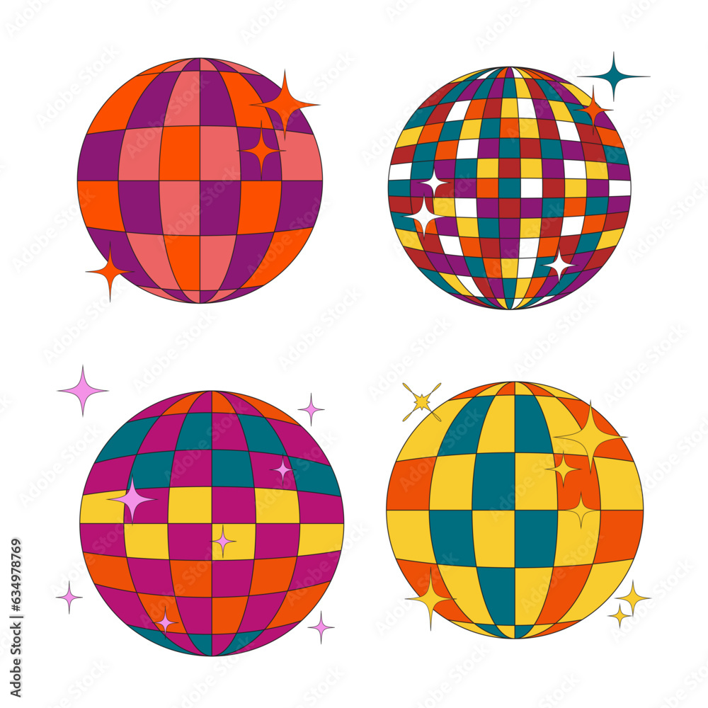 Retro Disco Ball Graphic Design Vector