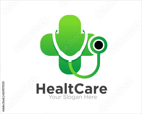 health care cross and stethoscope logo designs simple modern for medical service