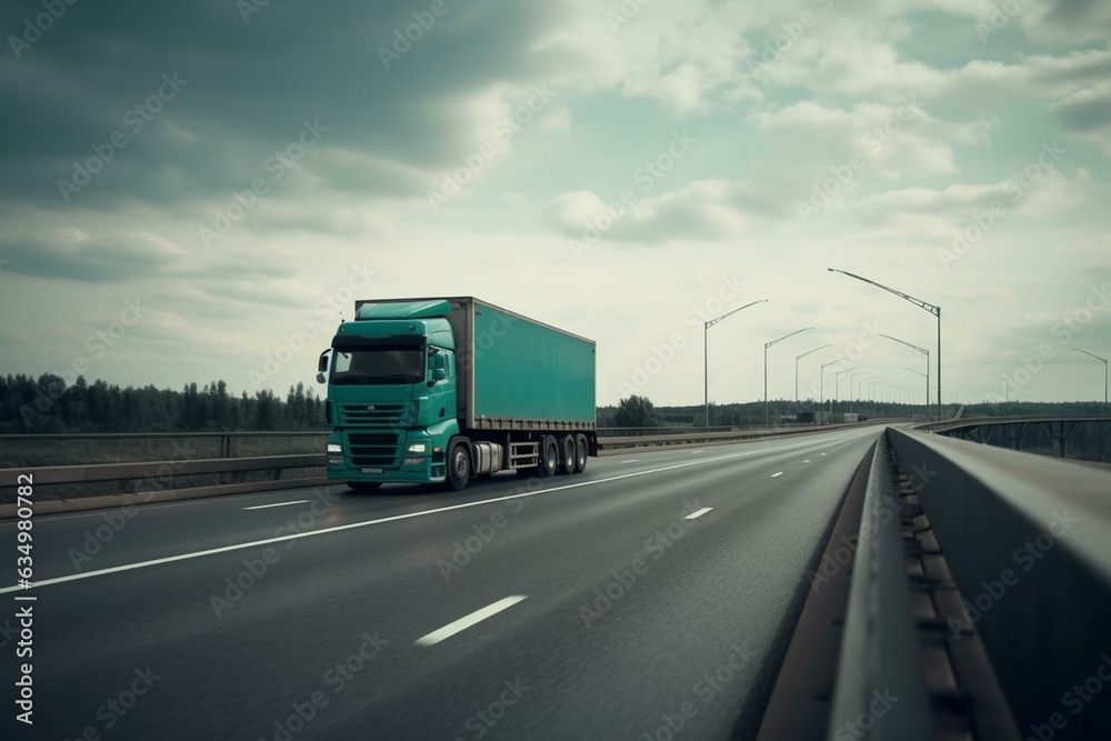 Truck delivering cargo. Generative AI