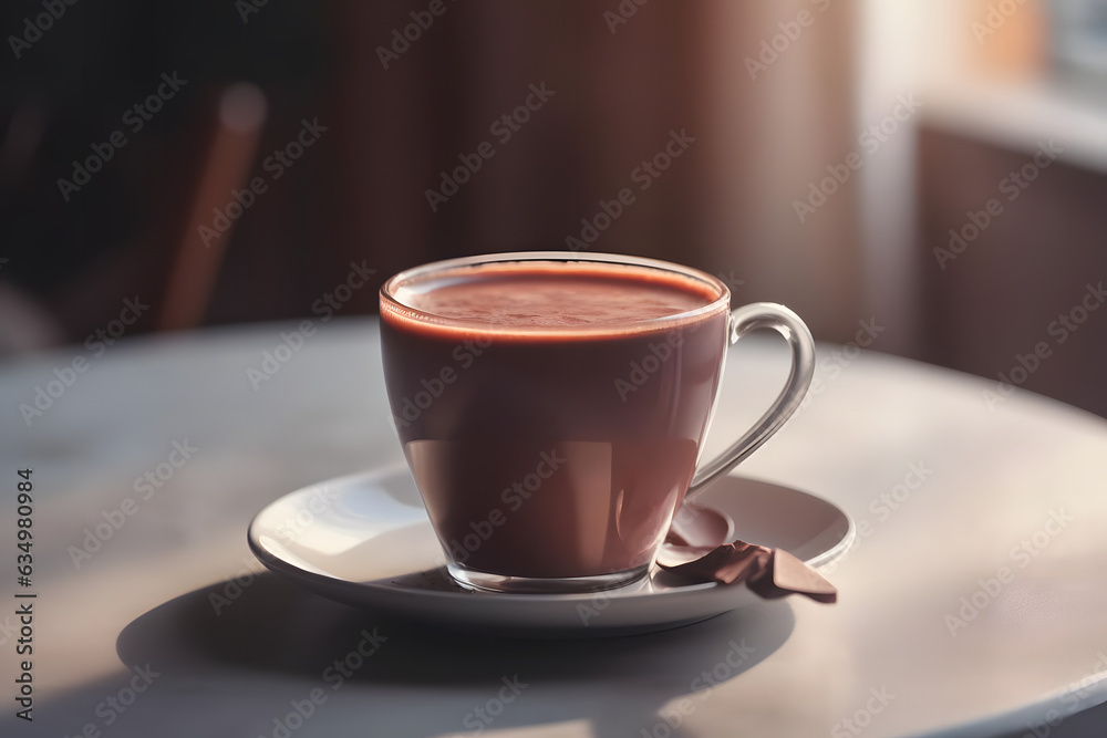 cup of hot chocolate, sun is shining into the room cup of hot chocolate, sun is shining into the room