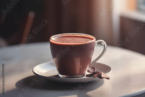cup of hot chocolate, sun is shining into the room