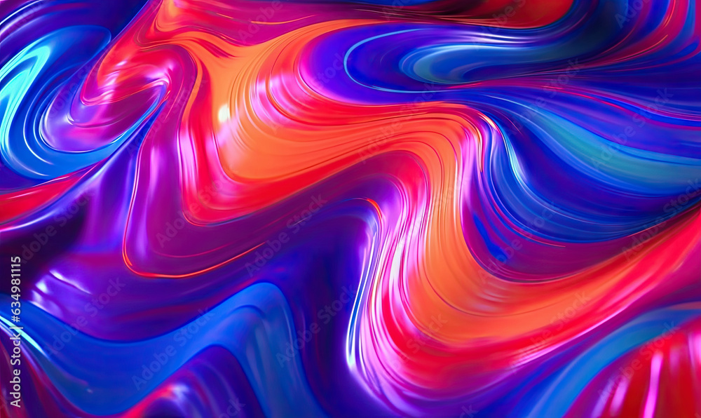 Abstract liquid wave wallpaper. Creative holographic banner. For banner, postcard, book illustration. Created with generative AI tools