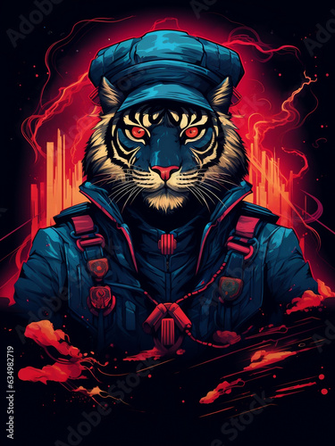 tiger sailor digital artwork design. AI Generated Images