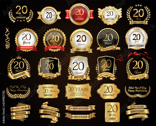Retro vintage badges and labels anniversary collection vector illustration 