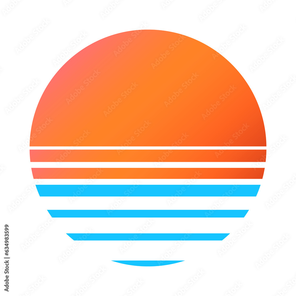 Sun 80s in retro style. Retro sunset collection Sun 80s in retro style. Retro sunset collection