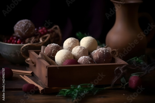 delicious christmas vanilla, chocolate truffles