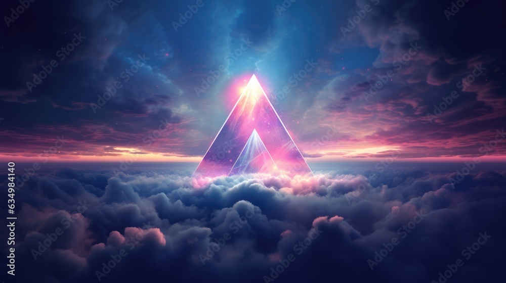 Abstract triangle in the clouds