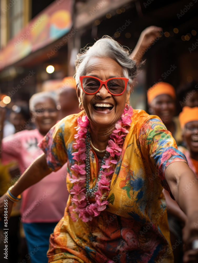 Old people take part in carnivals in the tropics