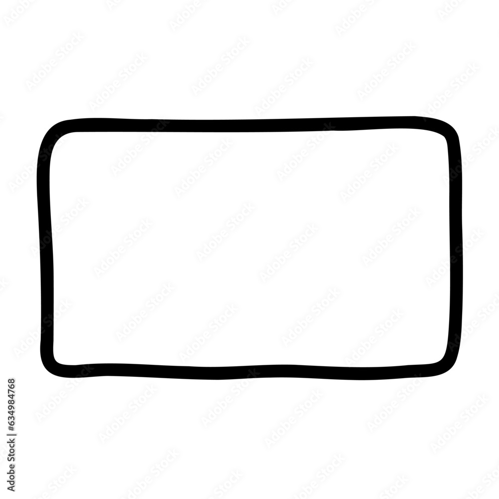 Rectangle hand drawn frame. Doodle curve deformed textured frame. Border hand drawn sketch. Vector illustration isolated on a white background. Rectangle hand drawn frame. Doodle curve deformed textured frame. Border hand drawn sketch. Vector illustration isolated on a white background.
