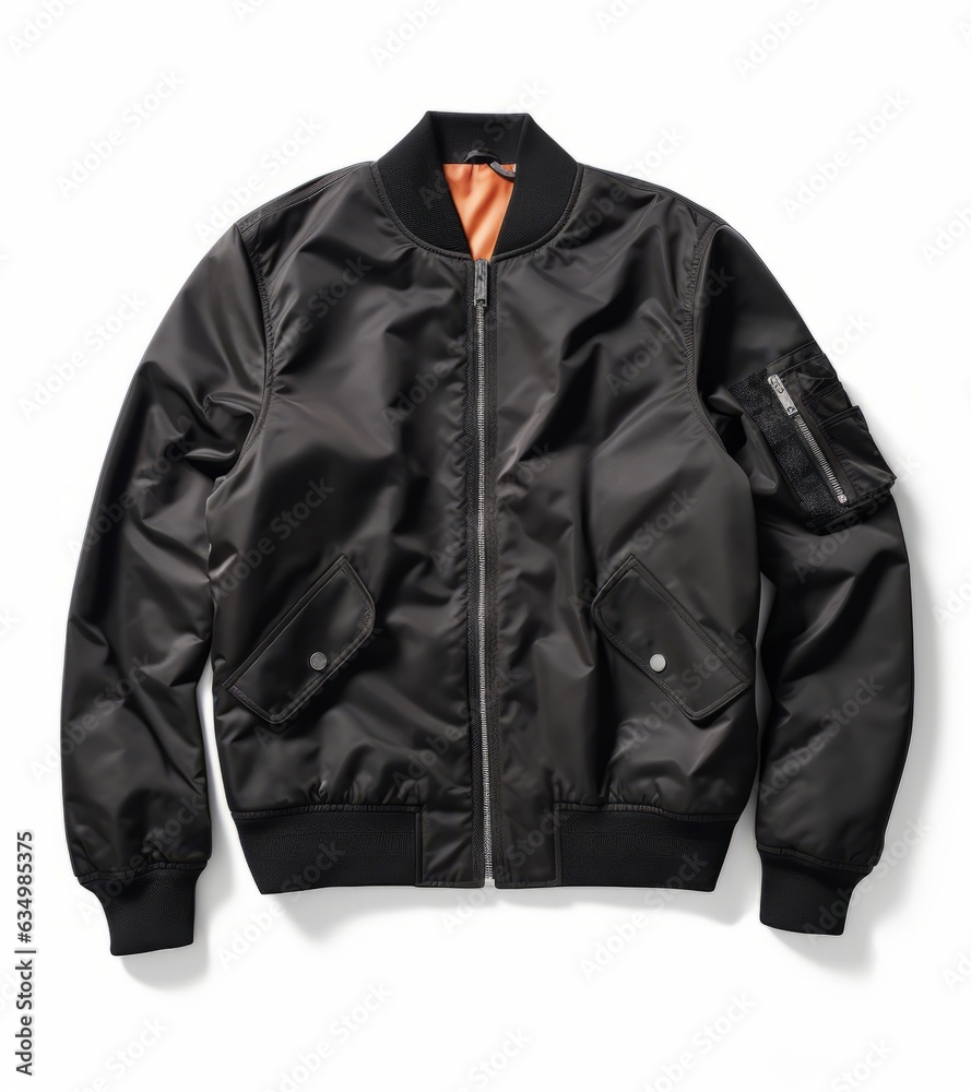 Black bomber jacket isolated on white background Black bomber jacket isolated on white background