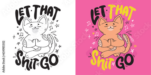 Funny hand drawn doodle lettering poster about cat. Cat lover, pet. 