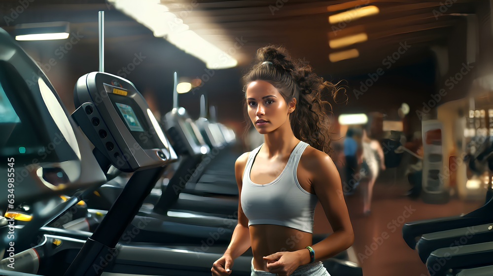 Young woman exercising in the gym. Generative AI Young woman exercising in the gym. Generative AI