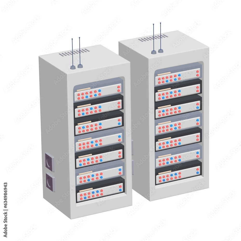 Data network server in cabinet. Diagnostic test in computer room technology Data network server in cabinet. Diagnostic test in computer room technology