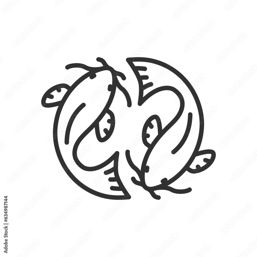Fototapeta premium Japanese carp, linear icon. Line with editable stroke