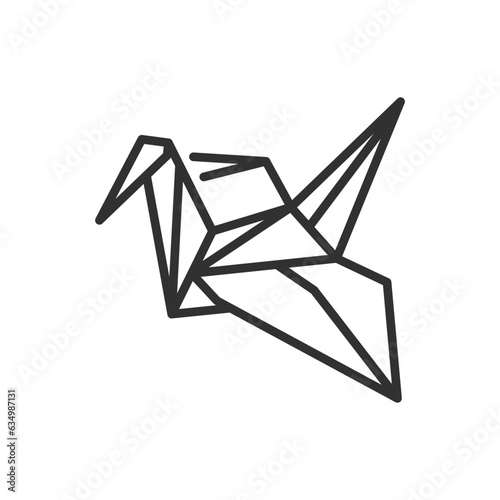 Origami Crane, linear icon. Line with editable stroke