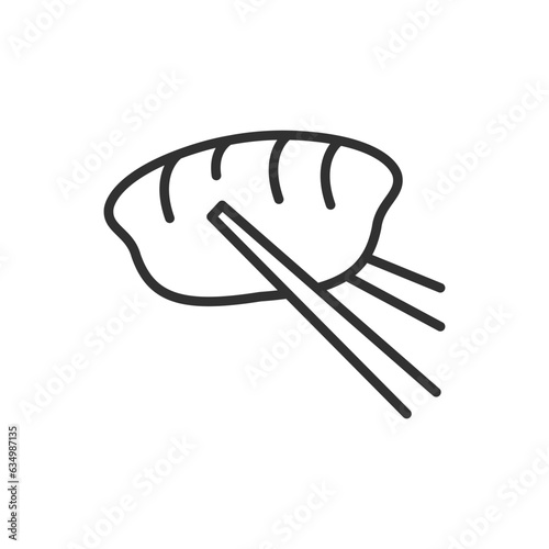Jiaozi, Japanese food, linear icon. Line with editable stroke