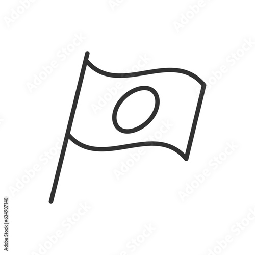 Flag of Japan, linear icon. Line with editable stroke