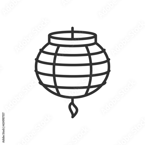 Japanese lantern, linear icon. Line with editable stroke