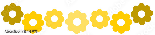 Flores redondas minimalistas amarillas para decoración. Sin fondo photo