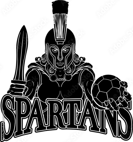 A Spartan or Trojan female gladiator warrior woman soccer football sports mascot © Christos Georghiou