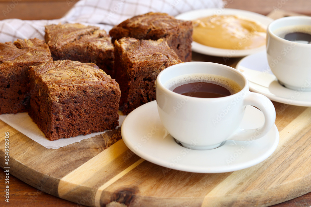 Chocolate peanut butter brownies, served Chocolate peanut butter brownies, served
