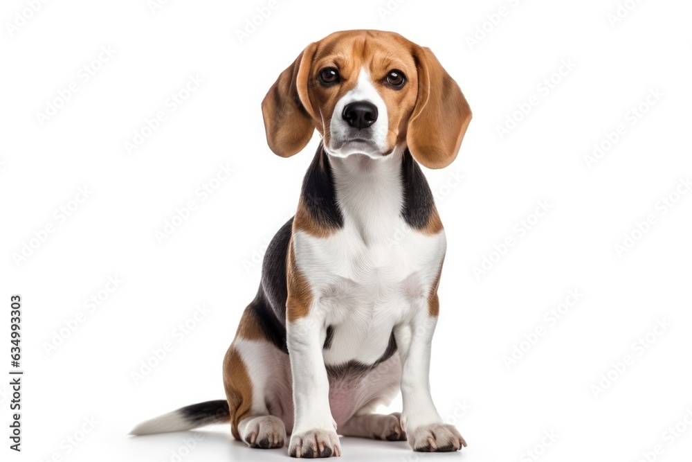 Beagle Dog Upright On A White Background