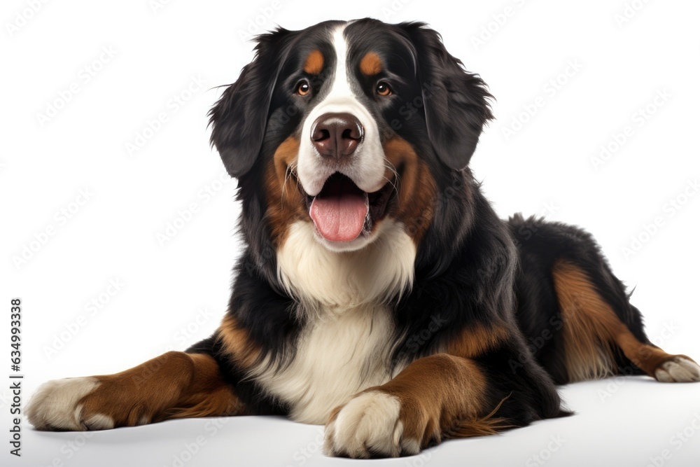 Bernese Mountain Dog Dog Stands On A White Background