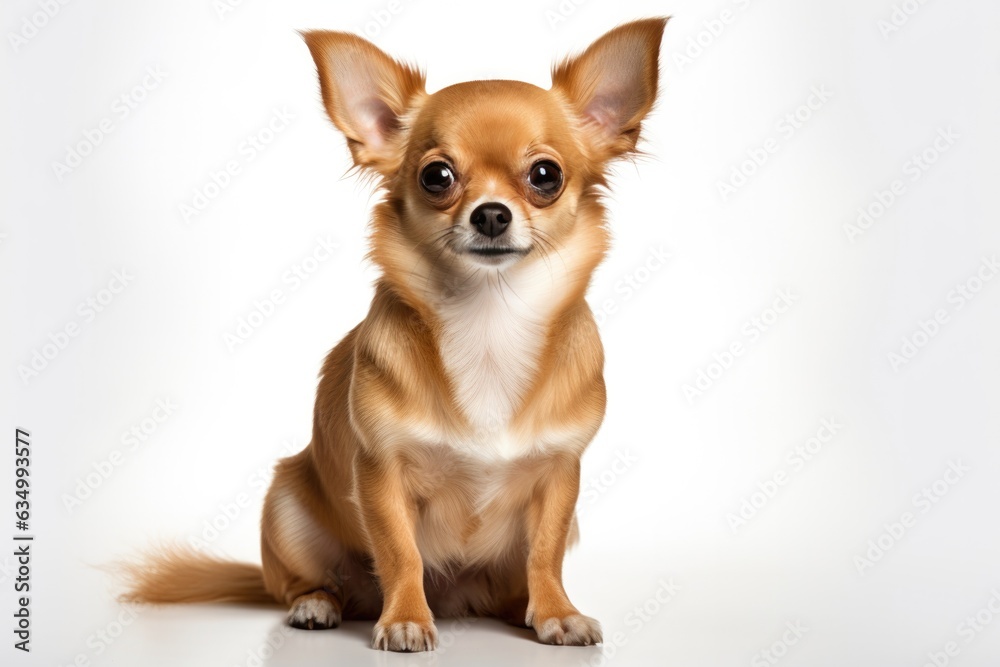 Chihuahua Dog Sitting On A White Background